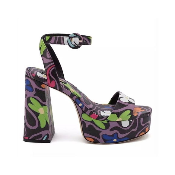 Larroudé Dolly Floral Patent Leather Platform Sandals EUC - Picture 1 of 9